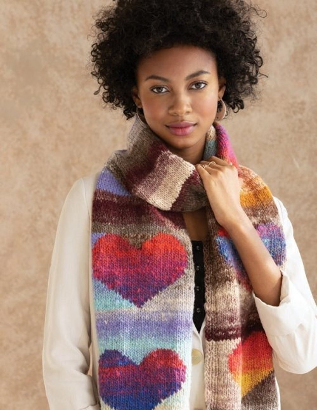 Romantic Heart Scarf Knitting Pattern Love Heart Scarf Holiday Etsy