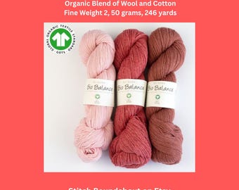 Soft 8-Ply Sport Weight 2 Yarn For Babies and Adults - Bio Balance GOTS by BC Garn | Eco Cotton and Mulese-Free Wool | 50 Grams, 246 Yds