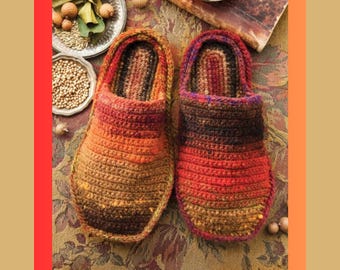Woman's Slip-on Slippers, Small to 3X - LEVEL 2 Easy Crochet Pattern For An ADVANCED Beginner | Organic Wool Sliders | Noro Kureyon
