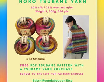 Noro Tsubame - Medium Worsted Variegated Yarn in a Bright Mix of Colors of Nature | Organic Silk and Mulesing-Free Wool Blended With Nylon