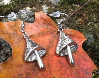 Triangular Toadstool Earrings - Cute Mushroom Earrings - Cottagecore & Fairycore jewellery