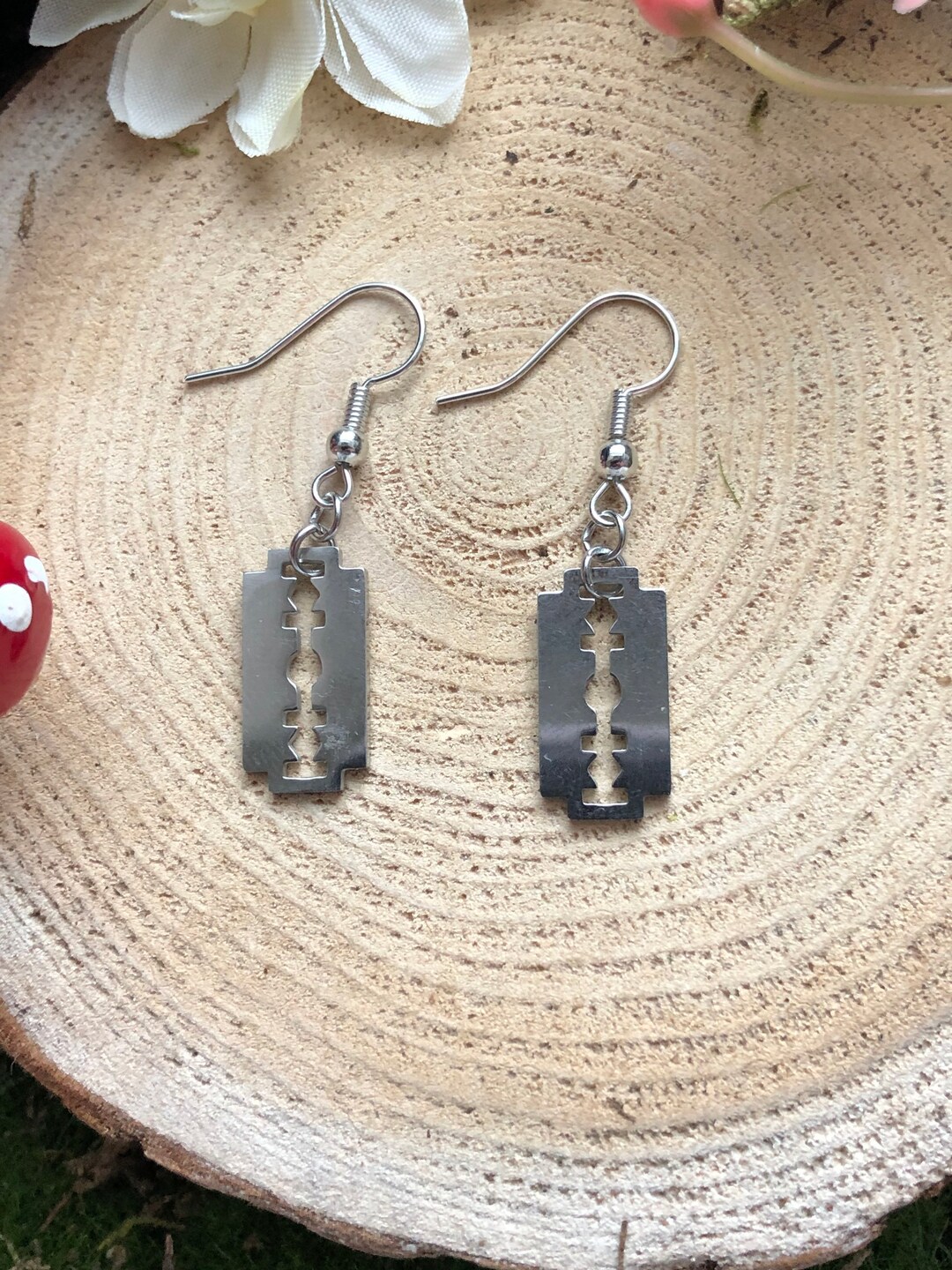 Razor Blade Earrings Steampunk Punk Rock Earring Stainless Etsy