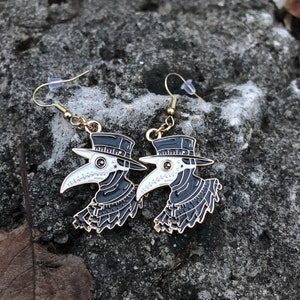 Steampunk Plague Doctor Earrings - Hypoallergenic Gold-Plated Hooks - Punk, Grunge and Gothic Valentines gift