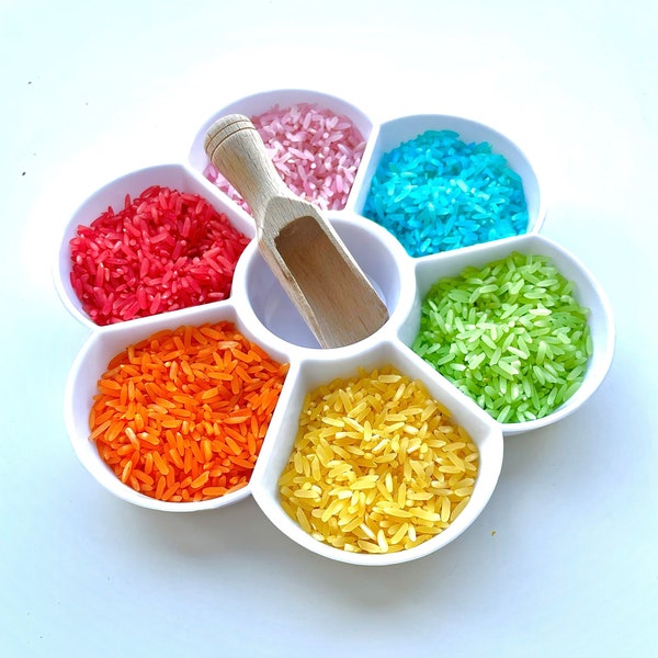 Sensory sorting tray loose parts Montessori small tinker tray and wooden scoop for open ended play