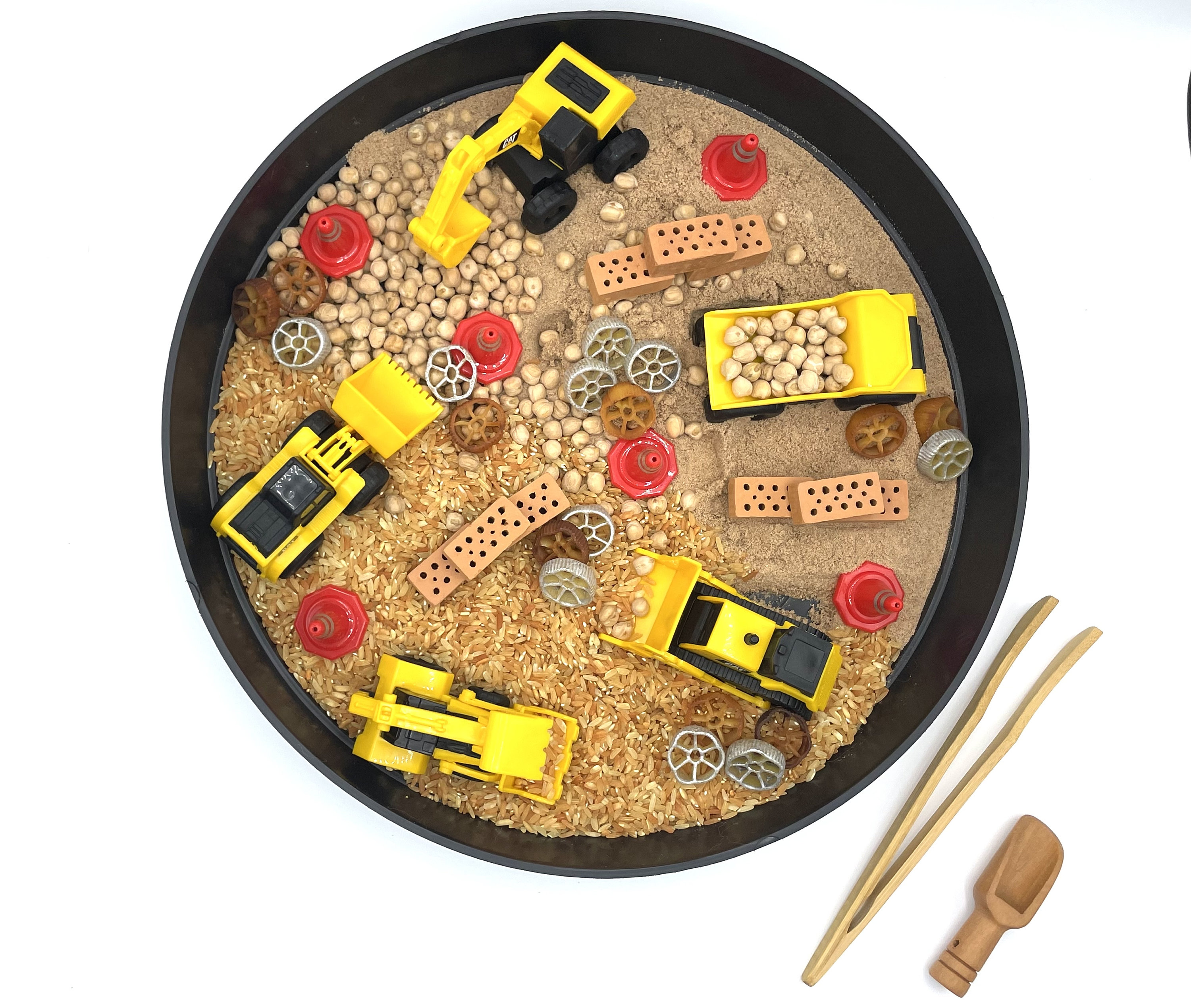 Construction Sensory Play Tray Kit Messy Play Building Site Tray Digger Toy Tuff  Tray Sensory Base Gift for Kids Toddler Present 