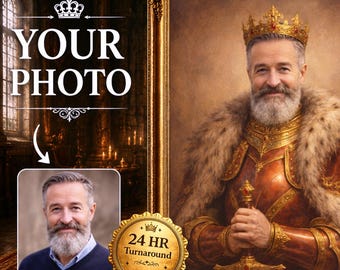 Custom King Portrait for Men, Personalized Royal Portrait Print, Multiple Styles (24 Hour Dispatch)