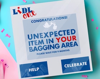 Unexpected Item, Funny Pregnancy Card, New Baby Card, Congratulations, Baby boy, Newborn Girl, Baby Shower Gift, Gender card, New Baby gift