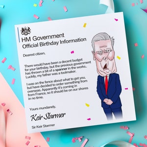Carte d'anniversaire drôle Keir Starmer, cartes drôles pour papa, maman, conservateurs travaillistes, pour lui, elle, anniversaire politique, élections britanniques Sunak, Farage