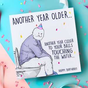 Boules dans l'eau, carte d'anniversaire amusante pour lui, carte pour papa, pour mari, pour petit ami, carte d'anniversaire de vieillesse, boules, homme, 30, 40, 50, 60 ans