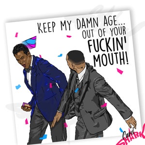 Will Smith Slap Funny Birthday Card, Chris Rock Meme Card, Oscars Meme Birthday Cards for Him, Will Smith Birthday, Birthday Card Meme, Him