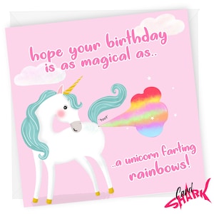 Tarjeta de cumpleaños con pedos de unicornio, divertidas tarjetas de cumpleaños de unicornio, tarjeta de princesa, adolescente, niña, para hermana, para hija, nieta, para ella
