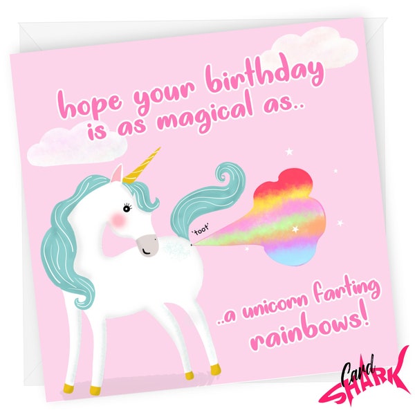 Unicorn Farts Birthday Card, Funny Unicorn Birthday Cards, Princess Card, Teenager, Girl, for Sister, For Daughter, Granddaughter, For Her