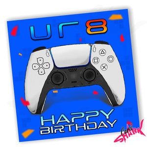 Tarjeta de cumpleaños personalizada para gamer, tarjetas de cumpleaños para videojuegos, regalo de feliz cumpleaños, tarjeta de ocho, para nieto de niño, para hijo, PS