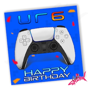 Carte personnalisée pour le 6e anniversaire de joueur, cartes pour 6e anniversaire de jeux informatiques, cadeau joyeux 6e anniversaire, sixième carte, garçons, petit-fils, pour fils, PS