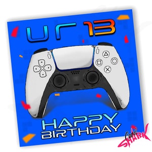 Tarjeta de cumpleaños personalizada para gamer, tarjetas de cumpleaños para gamers, regalo de feliz cumpleaños número 13, tarjeta para niño, nieto, hijo, PS