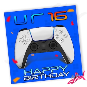 Personalised Gamer 16th Birthday Card, Computer Games 16th Birthday Cards, Happy 16th Birthday Gift, Sixteen Card For Boy, Grandson, Son, PS
