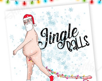 Jingle Balls Funny Christmas Card, Rude Christmas Cards for Him, Funny Christmas Card for Dad, For Boyfriend, For Husband, Gift for Him