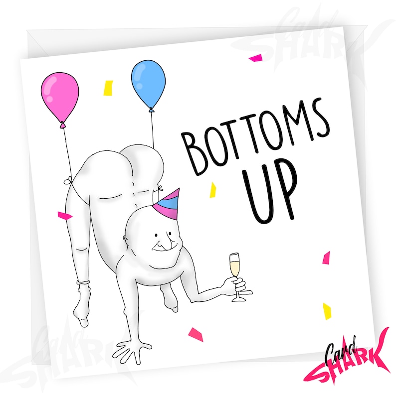 Bottoms Up Funny Birthday Card for Him for Her Cheeky Rude Etsy
