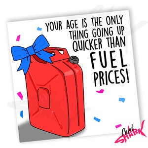 Cartão de aniversário com preços de combustível, cartão de aniversário com meme, preços de gasolina, cartões engraçados para ele, para ela, preços do diesel, cartão para irmã, para irmão