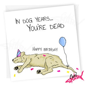 Dog Years Birthday Card, Old Age Funny Birthday Card, Dog Card, 30th, 40th, 50th, 60th, Card for Dad, Mum, Him, Her