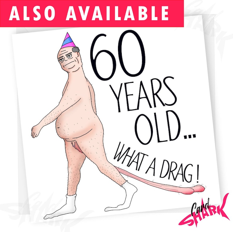 Balls in the Water, Funny 60th Birthday Card for Him, 60th Card for Dad, For Husband, Grandad birthday card, Balls, Men, 60, Rude 60th Card What a Drag!