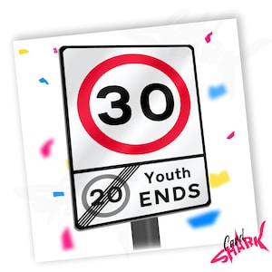 Snelheidslimiet 30e verjaardagskaart, grappig rijden 30e verjaardagskaart, autoverjaardagskaart, 30e kaart voor zoon, dochter, hem, haar, 30e cadeau