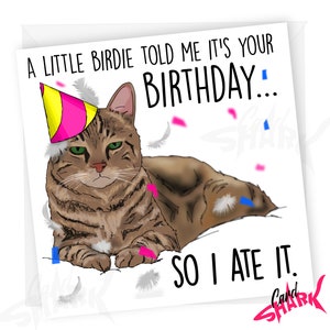 Cat birthday card, Cat Dad gift, Cat Mum Card, Funny Cats Birthday Card, Cat owner, Pet Lover, For her, sister, wife, boyfriend, husband
