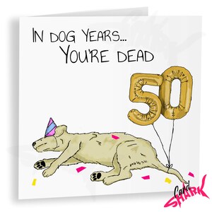 Hond jaar 50e verjaardagskaart, ouderdom grappige 50e verjaardagskaart, hondenkaart, 50e kaart voor papa, moeder, hem, haar, 50e verjaardagscadeau afbeelding 4
