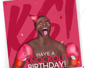 KSI Birthday Card, Prime Energy, Boxing, KSI, JJ, Card for Son, Teenager, 13th 14th 15th 16th 17th Birthday for Him, Boyfriend, Grandson