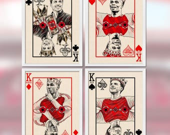Four Kings North London Print, Arteta Saka Gabriel Rice AFC Fan Art Poster