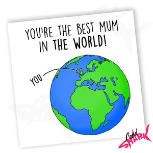 Beste in der Welt Geburtstagskarte für Mama, Mama Geburtstagskarte von Sohn, lustige Karte für Mama, lustiges Mama Geschenk, Karte von Tochter, beste Mutter