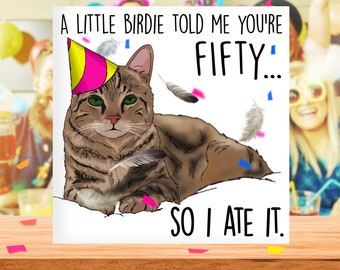 Biglietto di auguri per il 50° compleanno di un gatto, regalo per il 50° compleanno del papà gatto, biglietto di auguri per il 50° compleanno della mamma gatto, biglietto di auguri divertente con gatti per il 50° compleanno della mamma, amante degli animali, 50° compleanno del papà, cinquantesimo