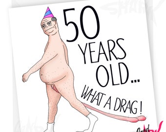 Qué tarjeta de cumpleaños número 50 tan divertida y pesada, tarjeta de cumpleaños número 50 grosera para él, tarjetas de felicitación divertidas, tarjetas de cumpleaños número 50 para esposo, novio, hermano
