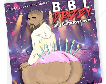 Carte d'anniversaire BBL Drizzy, carte d'anniversaire de boeuf de Kendrick Drake, hip hop, cartes drôles pour lui, rap, Kendrick Lamar, pour petit ami, J Cole