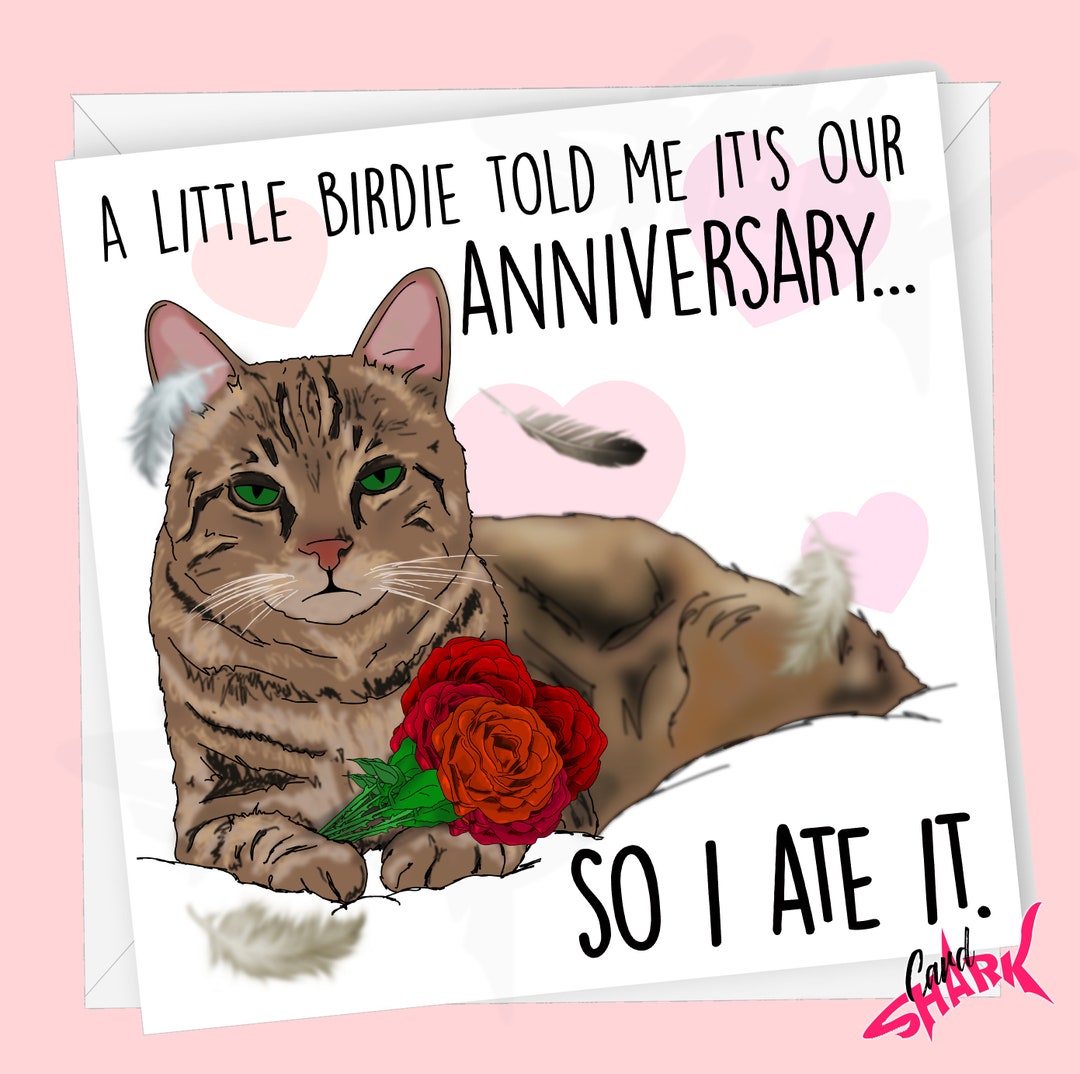 Cat Anniversary Card, Cat Anniversary Gift, Cat Card for Him, Funny