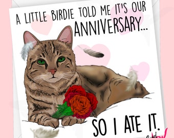 Cat Anniversary card, Cat Anniversary gift, Cat Card for Him, Funny Cats Card, Cat owner Anniversary, For Him, Husband, Wife, Fiance