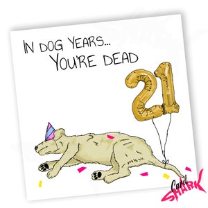 Hond jaar 21e verjaardagskaart, grappig 21e verjaardagscadeau voor hem, hondenkaart, 21e verjaardagskaart voor hem, voor haar, zoon, dochter 21e cadeau, 21