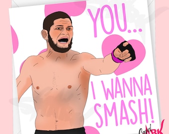 Divertida tarjeta de aniversario de Khabib Nurmagomedov, tarjeta de aniversario de MMA grosera, tarjeta de aniversario de UFC para novio, novia, esposo, esposa