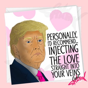 Tarjeta de aniversario de Donald Trump Inject, divertida tarjeta de aniversario para novio, novia, esposo, esposa, prometido, Inject Love, Bleach
