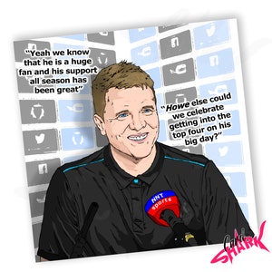 Tarjeta de cumpleaños de Eddie Howe para hijo, tarjeta de cumpleaños de fútbol, divertida tarjeta de cumpleaños para hermano, tarjeta de Newcastle para papá, Wilson, Newcastle United