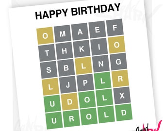 Carte d'anniversaire Wordle, carte drôle pour lui, pour elle, carte pour les 30 ans, pour les 40 ans, cadeau pour les 30 ans, application iPhone, technologie, jeu, cadeau Wordle, Scrabble