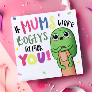 Cartão engraçado para a mãe, cartões de aniversário para a mãe, se as mães fossem bichos-papões, cartões de aniversário engraçados, cartão fofo, do filho, da filha, especial, trocadilho
