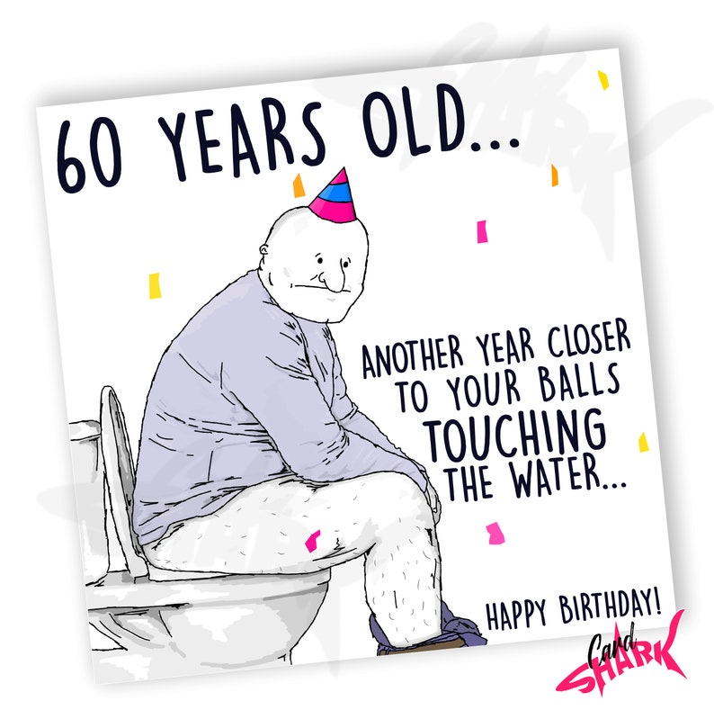 Balls in the Water, Funny 60th Birthday Card for Him, 60th Card for Dad, For Husband, Grandad birthday card, Balls, Men, 60, Rude 60th Card image 1