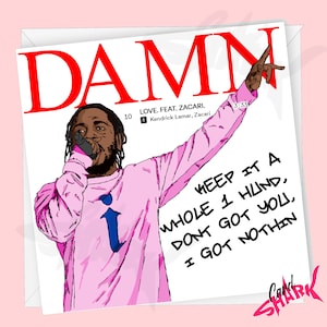 Tarjeta de aniversario de Kendrick Lamar, tarjeta de hip hop, tarjeta de aniversario de rap para novio, novia, prometida, esposo, esposa, TDE, J Cole