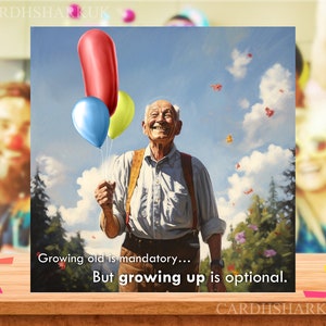 Grandir est facultatif, cartes d'anniversaire drôles, carte grossière pour lui, pour papa, frère, petit ami, cadeau pour mari, carte grossière pour papa