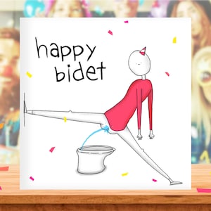 Happy Bidet, Funny Birthday Card, Happy Bday, Birthday Cards for Him, Rude Card for Her, Husband, Boyfriend, Funny Pun, Cards for Dad