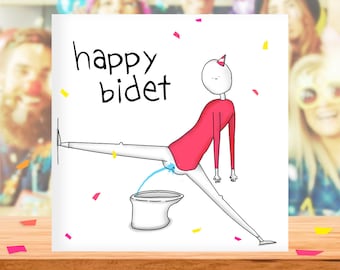 Happy Bidet, Funny Birthday Card, Happy Bday, Birthday Cards for Him, Rude Card for Her, Husband, Boyfriend, Funny Pun, Cards for Dad