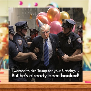Carte d'anniversaire Trump arrêtée, carte Mugshot Trump drôle, cadeau Mugshot Donald Trump, cartes d'anniversaire Donald Trump, pour lui, pour elle, pour papa