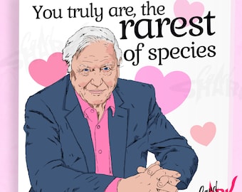 Especies raras, Tarjeta de aniversario de David Attenborough, Tarjeta de aniversario divertida, para novia, vegana, para ella, regalo de Attenborough, esposa