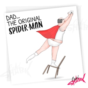 Original Spider Man, lustige Vater Geburtstagskarte, Spinnenfänger, Held, Papa Karte von Tochter von Tochter, Karte von Frau, für Mann, lustige Karten,